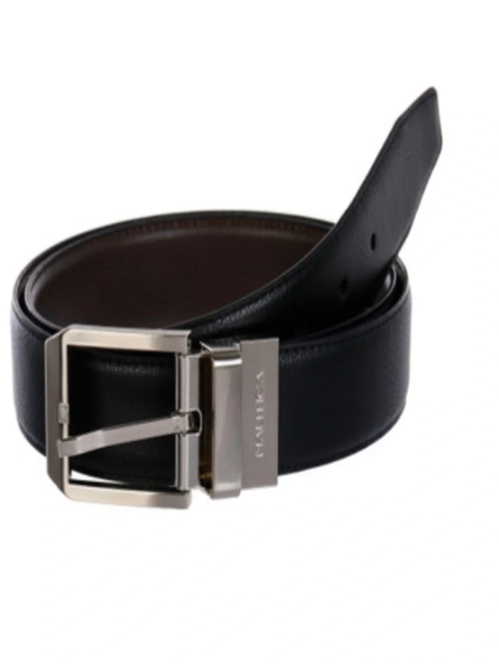 NWT Nautica Men’s Textured Grain Reversible Stretch Belt Black Brown Sz S 32-34